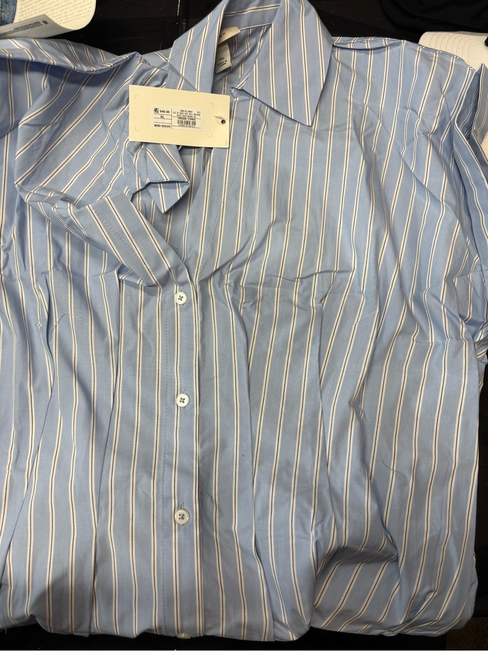 a new day Light Blue Striped Midi Shirt Dress b168s - Picture 3 of 4